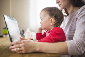 Working Mother in front of Laptop